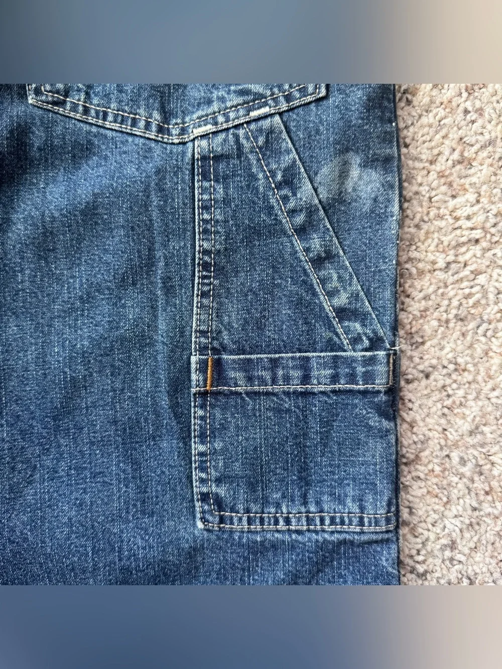Vtg Levi’s Workwear 12 Carpenter Denim Jorts Y2K Baggy Long Jean Shorts 28x10